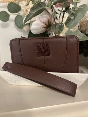 SM New York Dark Brown Wristlet Wallet with Removable Strap